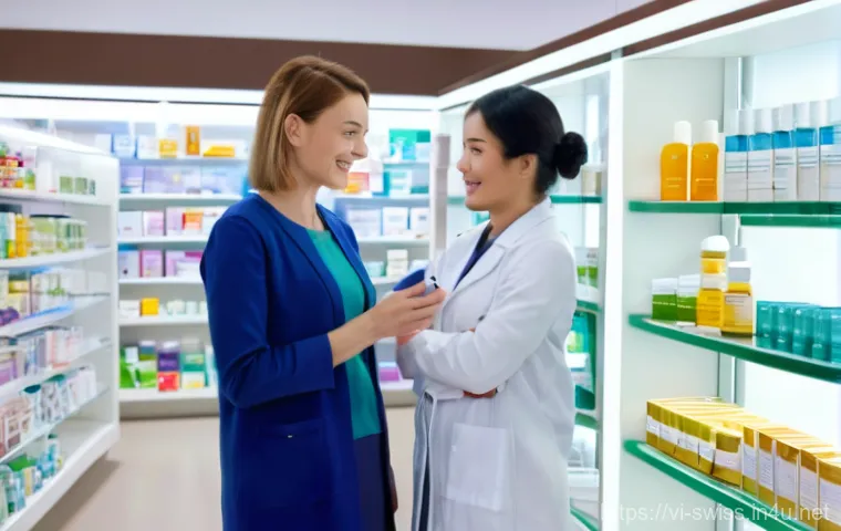 스위스 병원 및 약국 이용 방법 - Inside a clean, brightly lit, and modern Swiss general practitioner's office, a kind and professiona...