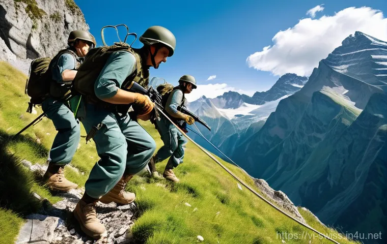 알프스 전쟁과 스위스 방어 전략 - **Prompt:** A breathtaking, wide-angle shot of a massive, hidden underground complex nestled deep wi...