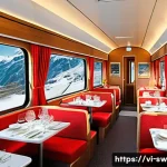스위스 기차 여행 루트 추천 - A luxurious panoramic train interior of the Glacier Express crossing the majestic Swiss Alps during ...