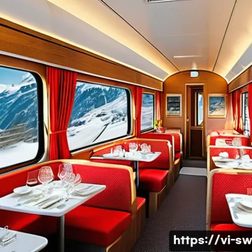 스위스 기차 여행 루트 추천 - A luxurious panoramic train interior of the Glacier Express crossing the majestic Swiss Alps during ...
